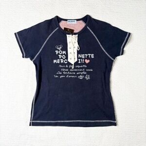 Pom Ponette lace up graphic tee